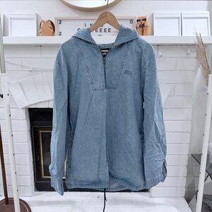 Sold Out Stussy Popover Half Zip Hooded Denim Jacket
